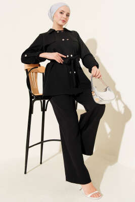 Metal Çıtçıtlı İkili Takım Siyah - Thumbnail