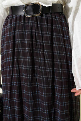 Pötikare Kemerli Kırışık Şifon Etek Siyah - Thumbnail