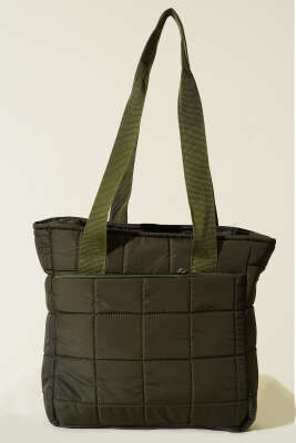 Kapitone Puffer Tote Çanta Zümrüt - Thumbnail