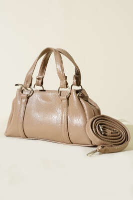 Mıknatıslı Fermuarlı Çanta Vizon - Thumbnail