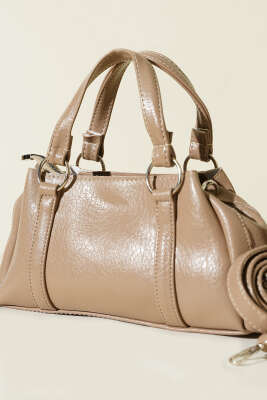 Mıknatıslı Fermuarlı Çanta Vizon - Thumbnail