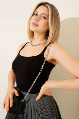 Çift İp Askılı Body Siyah - Thumbnail