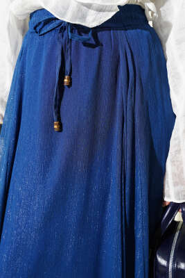 Beli Lastikli Simli Kloş Etek İndigo - Thumbnail