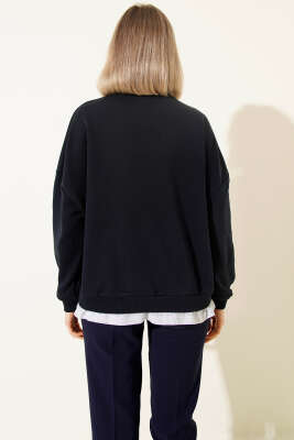 99 Taş Yazılı Sweatshirt Lacivert - Thumbnail