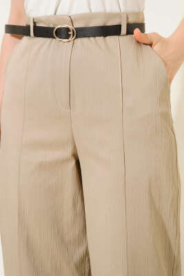 Kemerli Havuç Pantolon Bej - Thumbnail