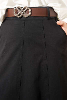 Çımalı Kemerli Basic Etek Siyah - Thumbnail