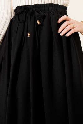 Etek Ucu Güpürlü Kloş Etek Siyah - Thumbnail