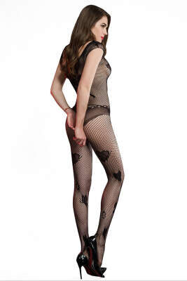 Kelebek Desen Vücut Çorabı Siyah - Thumbnail