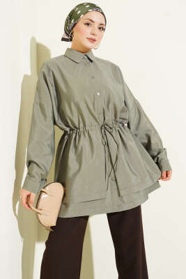 Bel Tünelli Oversize Odesa Gömlek Haki - Thumbnail