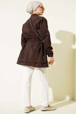 Bel Tünelli Oversize Odesa Gömlek Kahve - Thumbnail