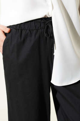 Beli Lastikli Basic Palazzo Pantolon Siyah - Thumbnail