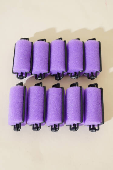 10'lu Süngerli Bigudi Mor - Saç Aksesuarları
