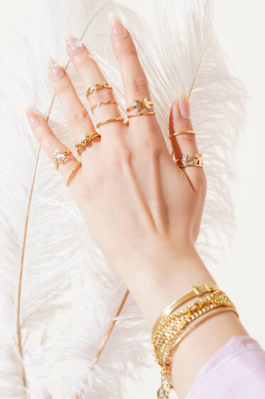 11'li Kelebek Figürlü Yüzük Seti Gold - Yüzük