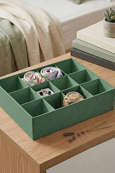 12 Bölmeli Çok Amaçlı Çekmece Düzenleyici Yeşil - Ev Dekorasyon