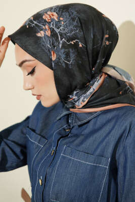 120 cm Çiçek Desen Eşarp Camel - VERTU (NYD TEKSTİL)