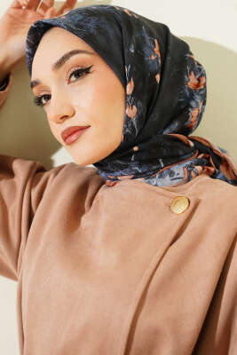 120 cm Çiçekli Soft Eşarp Camel - Başörtüsü