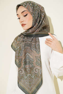 120 cm Etnik Desen Eşarp Zümrüt - Başörtüsü