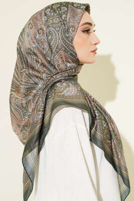 120 cm Etnik Desen Eşarp Zümrüt - Başörtüsü