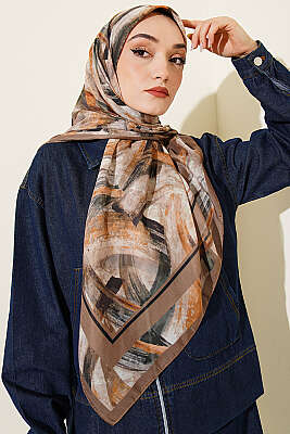 120 cm Fırça Desen Eşarp Vizon - Başörtüsü