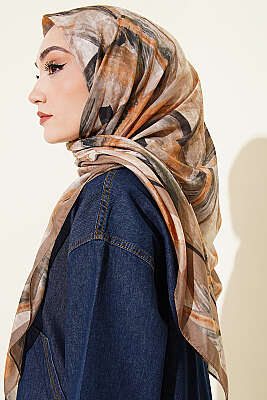 120 cm Fırça Desen Eşarp Vizon - Başörtüsü