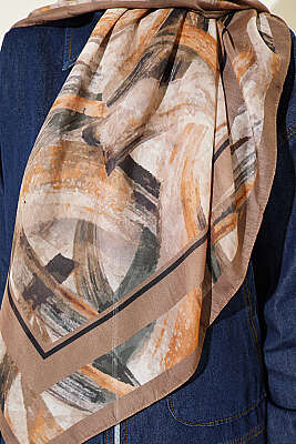 120 cm Fırça Desen Eşarp Vizon - Başörtüsü