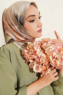 120 cm Flower Desen Eşarp Çağla Yeşili - VERTU (NYD TEKSTİL)