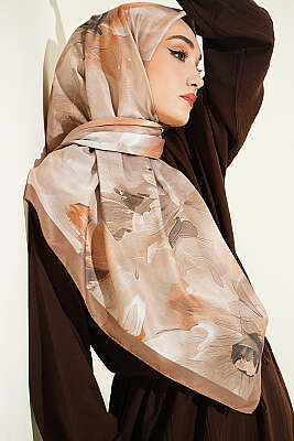 120 cm Pastel Flora Eşarp Safran - VERTU (NYD TEKSTİL)