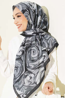 120 cm Sarmal Ebruli Eşarp Antrasit - VERTU (NYD TEKSTİL)