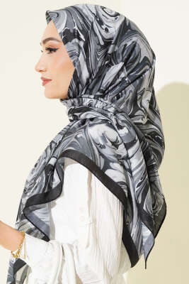 120 cm Sarmal Ebruli Eşarp Antrasit - Başörtüsü