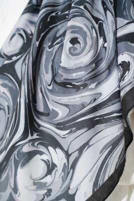 120 cm Sarmal Ebruli Eşarp Antrasit - Başörtüsü