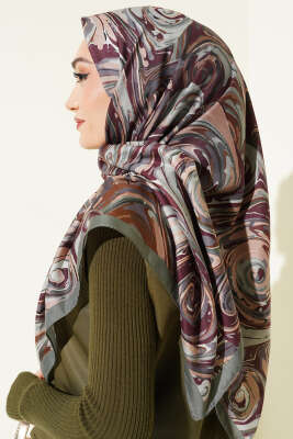 120 cm Sarmal Ebruli Eşarp Çağla Yeşili - Başörtüsü