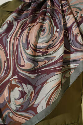 120 cm Sarmal Ebruli Eşarp Çağla Yeşili - Başörtüsü