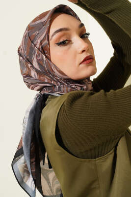 120 cm Sarmal Ebruli Eşarp Siyah - VERTU (NYD TEKSTİL)