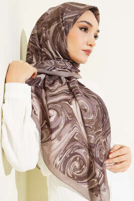 120 cm Sarmal Ebruli Eşarp Vizon - Başörtüsü