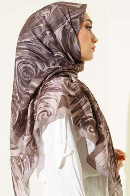 120 cm Sarmal Ebruli Eşarp Vizon - Başörtüsü