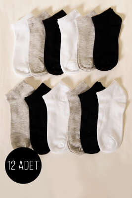 12'li Kadın Desenli Patik Çorap Asorti 1 - ÜNAL ÇORAP