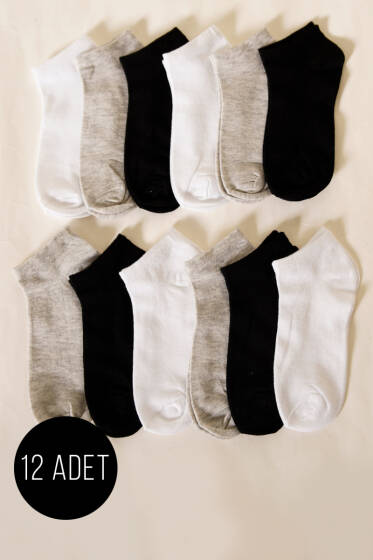12'li Kadın Desenli Patik Çorap Asorti 1 - Babet / Patik Çorap
