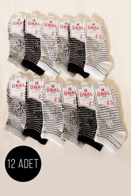 12'li Kadın Desenli Patik Çorap Asorti 10 