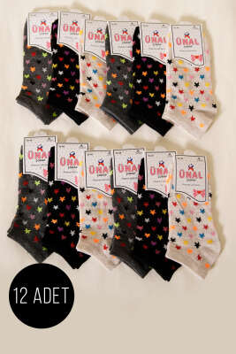 12'li Kadın Desenli Patik Çorap Asorti 11 