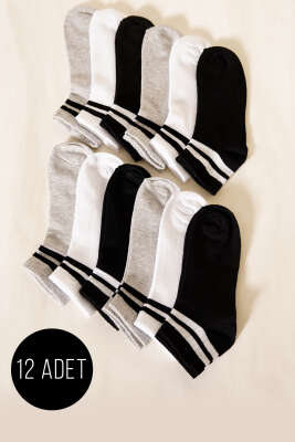 12'li Kadın Desenli Patik Çorap Asorti 12 - ÜNAL ÇORAP