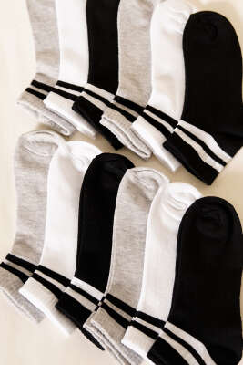 12'li Kadın Desenli Patik Çorap Asorti 12 - Babet / Patik Çorap