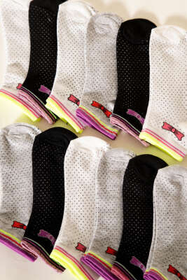 12'li Kadın Desenli Patik Çorap Asorti 14 - Babet / Patik Çorap