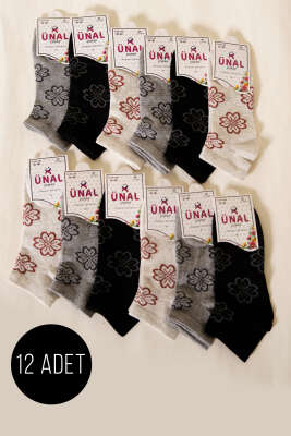 12'li Kadın Desenli Patik Çorap Asorti 16 