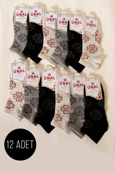 12'li Kadın Desenli Patik Çorap Asorti 16 - Babet / Patik Çorap