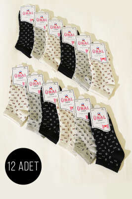  12'li Kadın Desenli Patik Çorap Asorti 18 - ÜNAL ÇORAP
