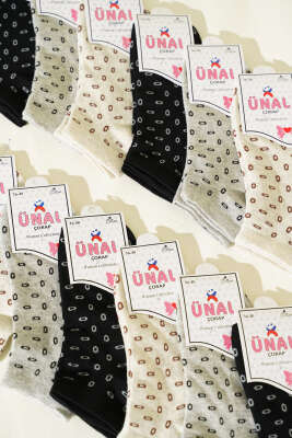  12'li Kadın Desenli Patik Çorap Asorti 18 - Babet / Patik Çorap