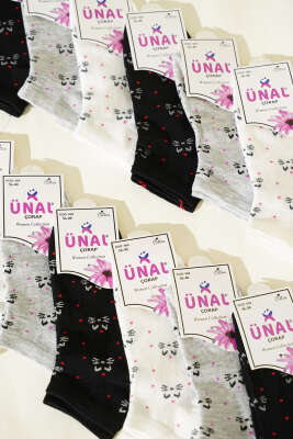 12'li Kadın Desenli Patik Çorap Asorti 19 - Kadın Çorap