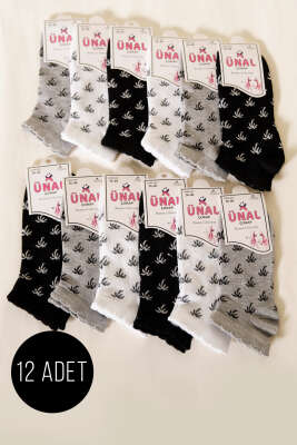 12'li Kadın Desenli Patik Çorap Asorti 2 