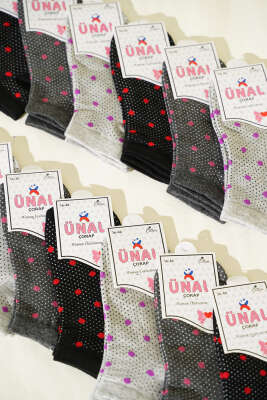 12'li Kadın Desenli Patik Çorap Asorti 20 - Babet / Patik Çorap