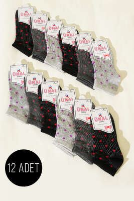 12'li Kadın Desenli Patik Çorap Asorti 20 - ÜNAL ÇORAP